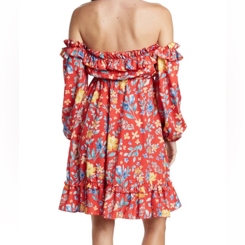 NWT Area Stars Red Sia Floral Print Dress Size Small - Picture 4 of 15